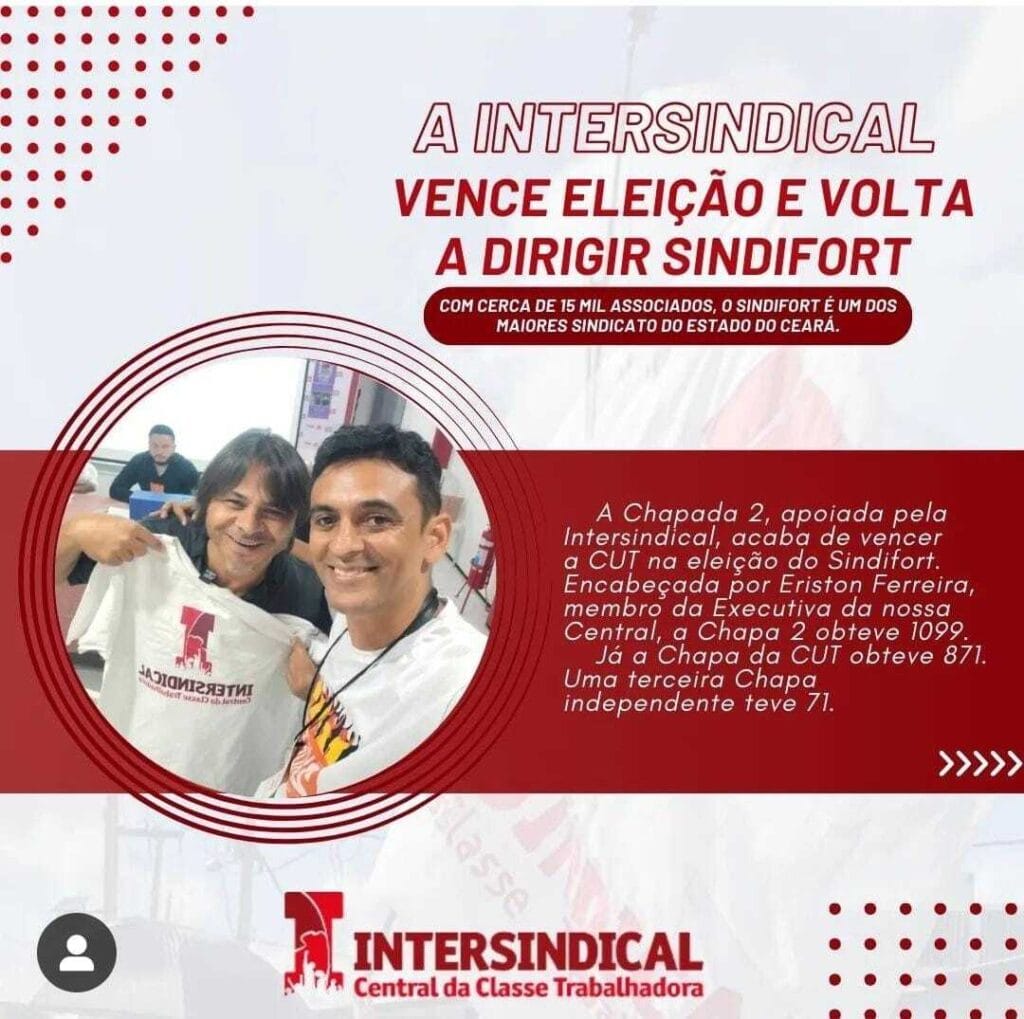 Chapa 2 apoiada pela Intersindical vence eleições no Sindfort 1 intersindical-sindfort