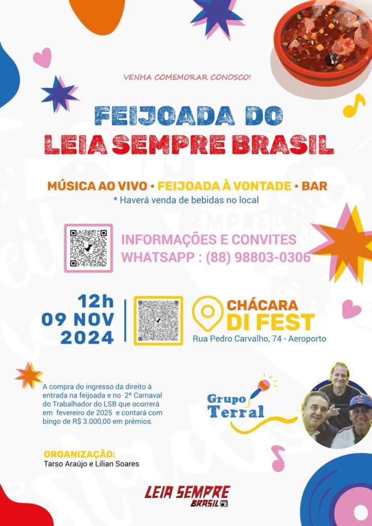 Feijoada do Leia Sempre Brasil e 2º Carnaval do Trabalhador: Garanta seu ingresso!