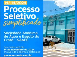 Inscrições prorrogadas para Processo Seletivo da SAAEC