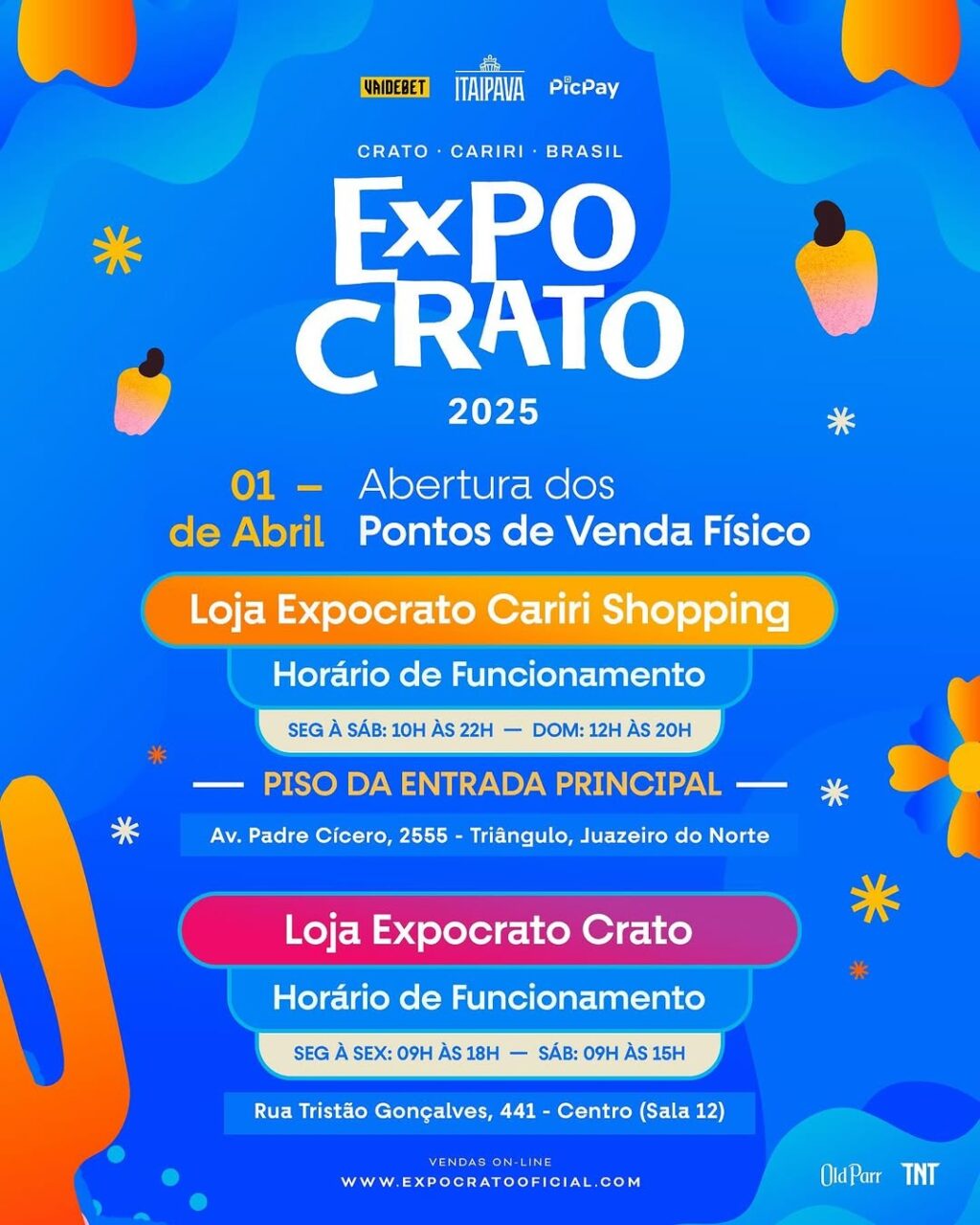 Expocrato 2025: Vendas físicas começam em 01 de abril; confira os locais e garanta seu ingresso 1 Expocrato 2025: Ingressos físicos à venda a partir de 1º de abril