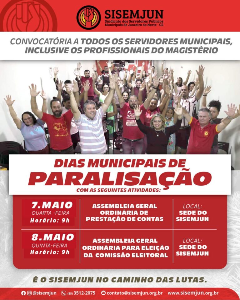 Sisemjun convoca dias municipais de paralisação