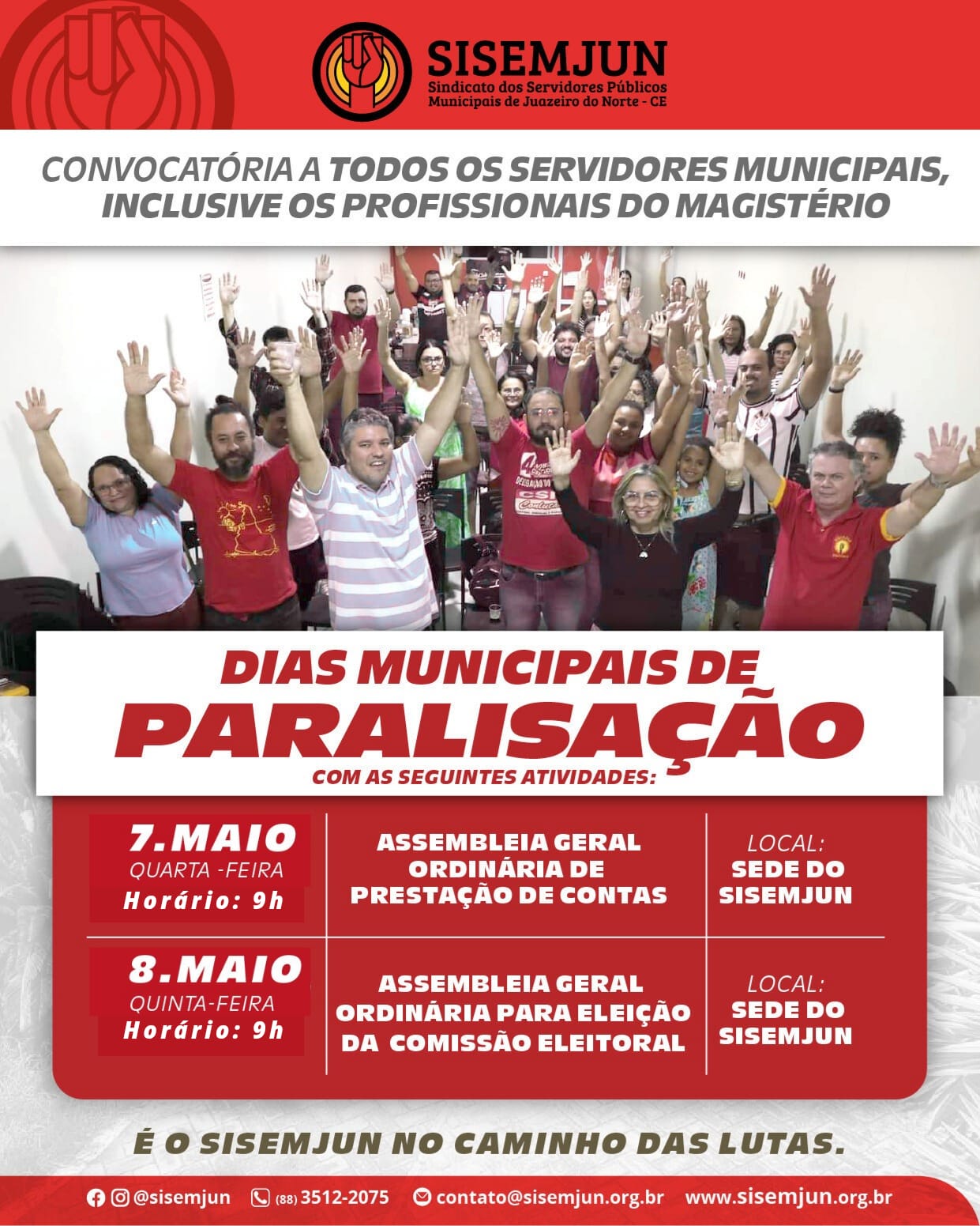 Sisemjun convoca dias municipais de paralisação