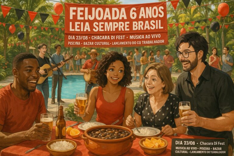 Ingressos à venda para a Feijoada dos 6 anos do Leia Sempre Brasil com música, cultura, piscina e lançamento do Carnaval 2026