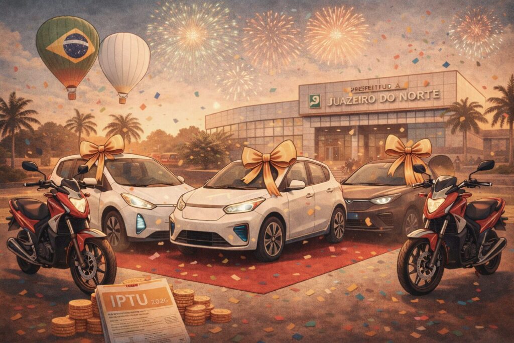 IPTU Premiado 2026 vai sortear carros elétricos e motocicletas em Juazeiro do Norte