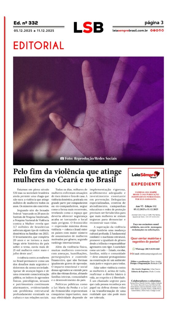 Pelo fim da violência que atinge mulheres no Ceará e no Brasil 2 editorial