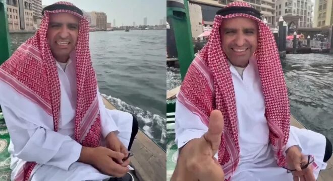 Pedro Lobo aparece com traje árabe em Dubai e diz estar “levando o Cariri para além das fronteiras”