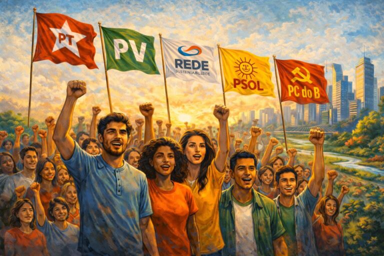 Leia a íntegra do manifesto “Por uma federação de esquerda no Brasil em 2026” 8 PÁGINA 18 POLÍTICA - Leia a íntegra do manifesto Por uma federação de esquerda no Brasil em 2026 - ILUSTRAÇÃO FEITA POR IA