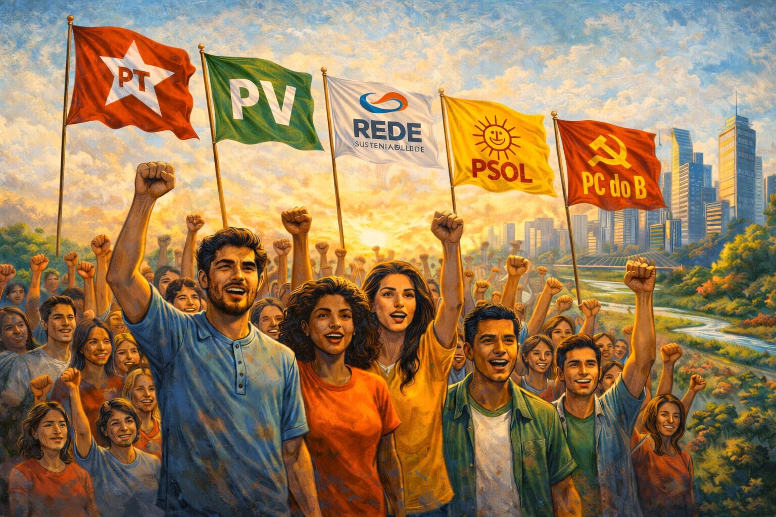 PAGINA 18 POLITICA Leia a integra do manifesto Por uma federacao de esquerda no Brasil em 2026 ILUSTRACAO FEITA POR IA