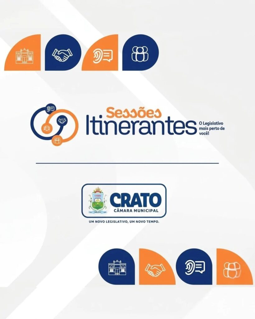 Campanha da Câmara Municipal do Crato sobre as sessões itinerantes nos distritos.