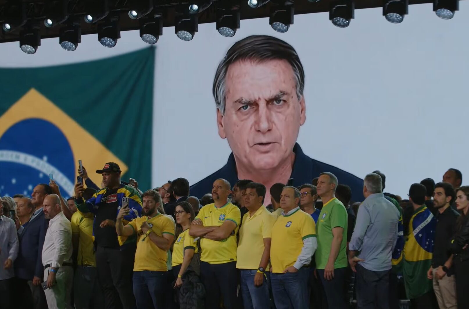 Imagem do vídeo de inteligência artificial exibido na convenção nacional do PL