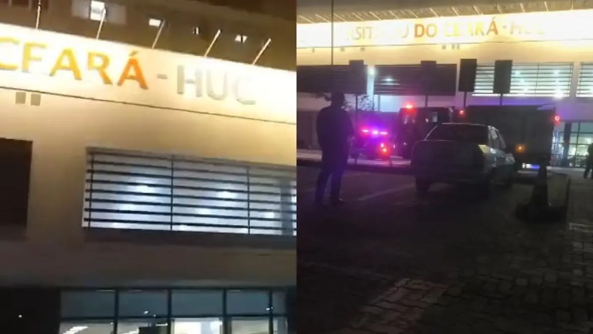 Equipes de emergência no Hospital Universitário do Ceará após princípio de incêndio