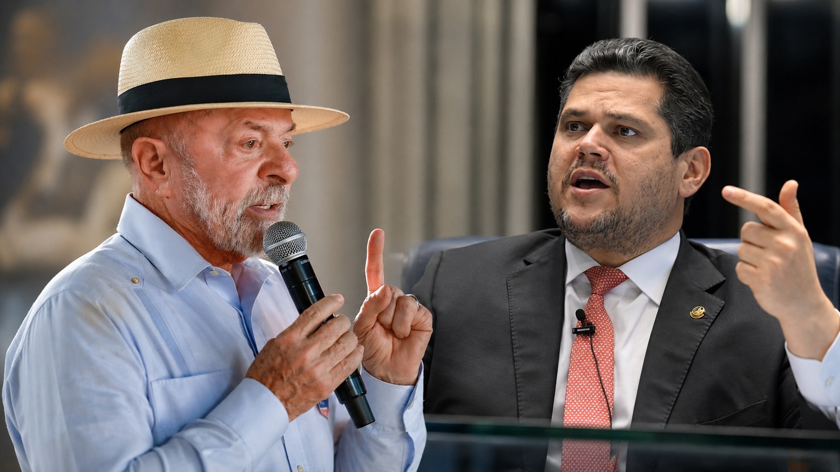 Composição visual sobre o Senado e o debate da jornada de trabalho