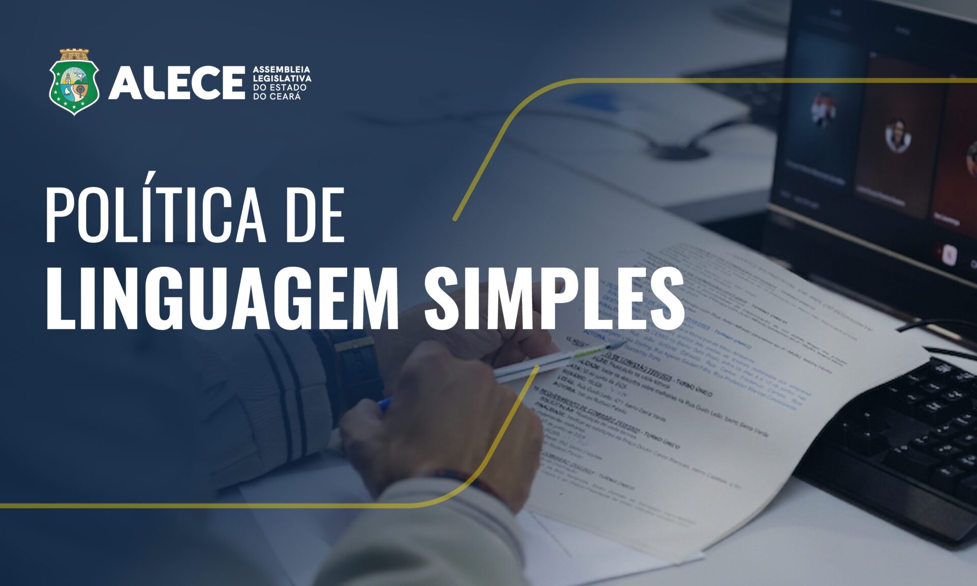 Arte institucional sobre a política de linguagem simples da Alece