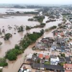 Área atingida por evento climático extremo vista do alto