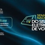 Arte da Justiça Eleitoral sobre informações verdadeiras a respeito da urna eletrônica.