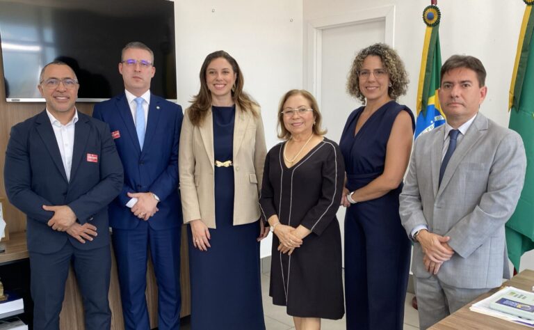 Representantes do TRE-CE e da Associação das Defensoras e dos Defensores Públicos do Ceará em reunião.
