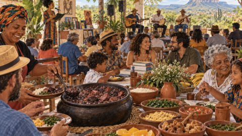 Encontro cultural em torno de uma feijoada no Cariri