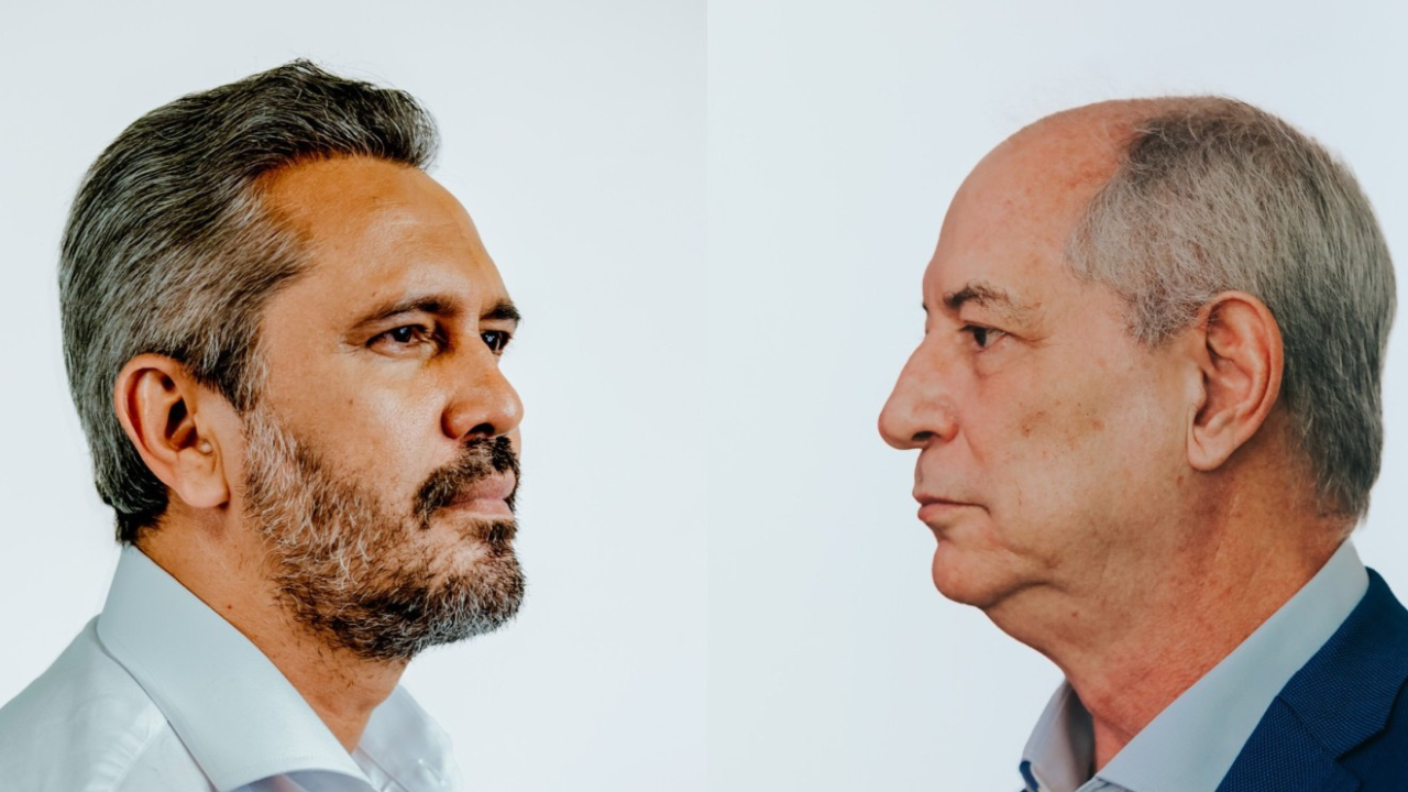 Montagem com Elmano de Freitas e Ciro Gomes frente a frente