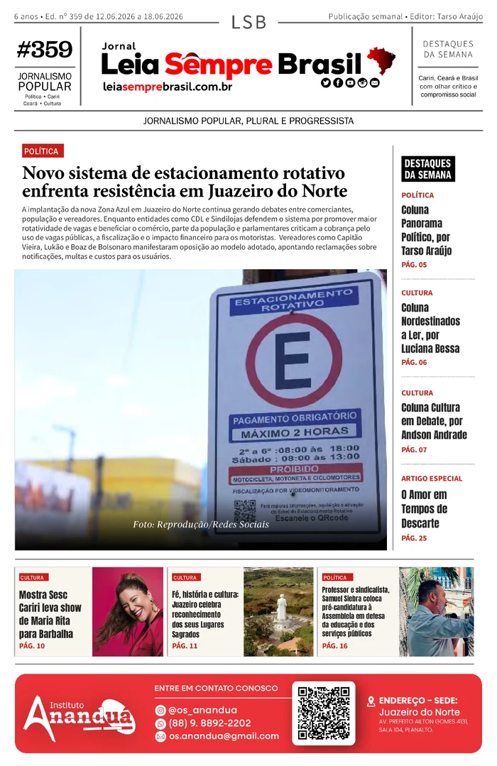 Capa de Jornal Leia Sempre Brasil – Ed. nº 359