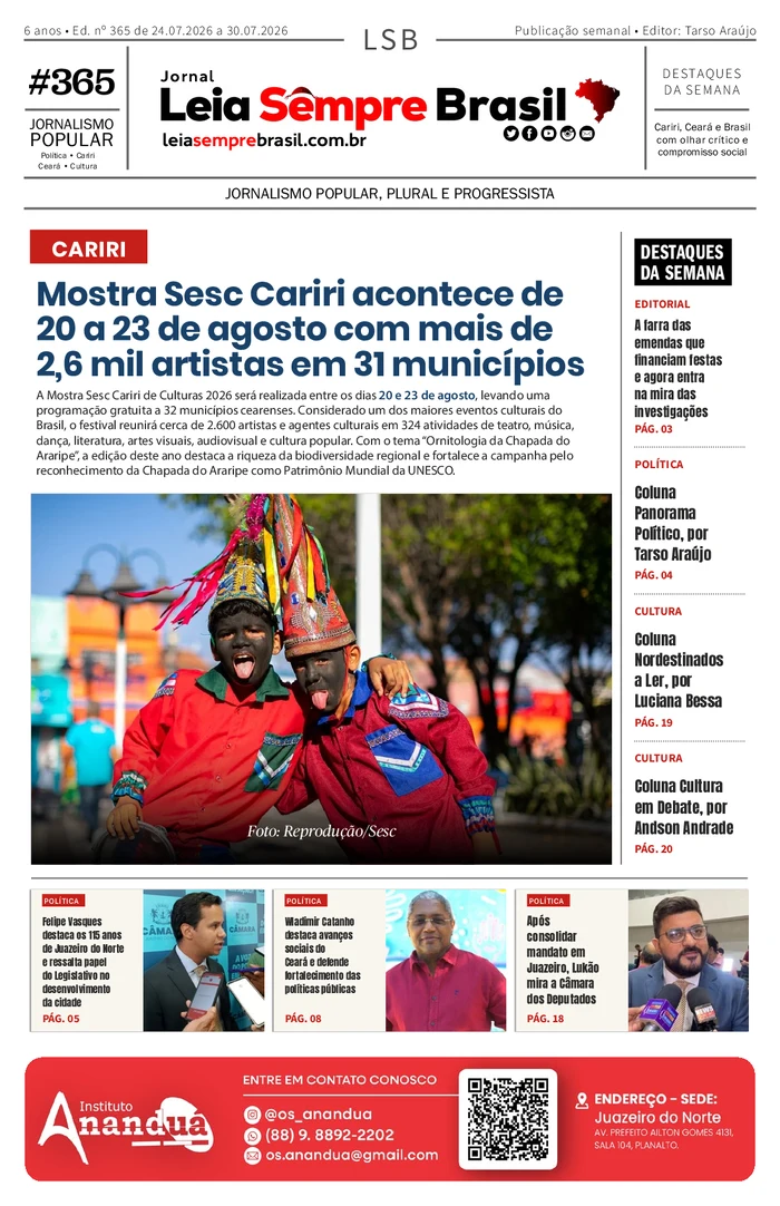 Capa de Jornal Leia Sempre Brasil – Ed. n.º 365