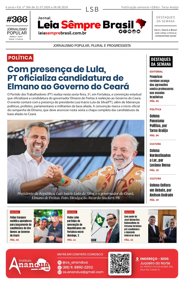Capa da Jornal Leia Sempre Brasil – Ed. n.º 366 de 31.07.2026 a 06.08.2026