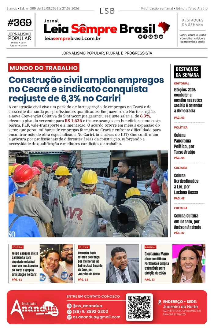Capa da Jornal Leia Sempre Brasil – Ed. n.º 369