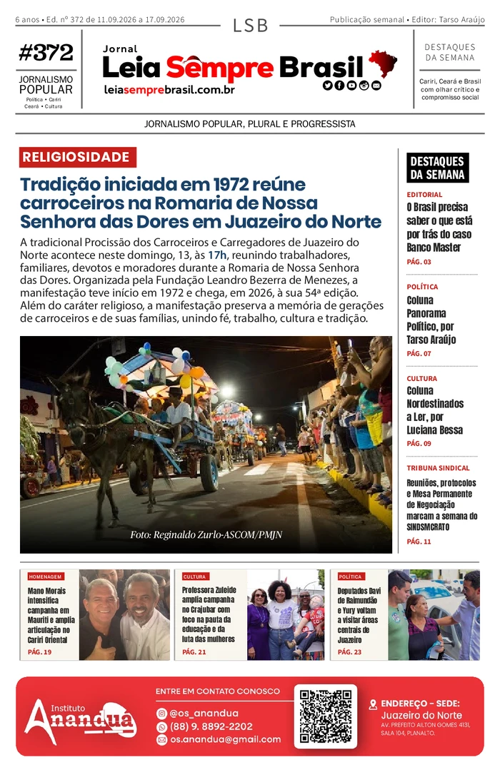 Capa da Jornal Leia Sempre Brasil – Ed. n.º 372