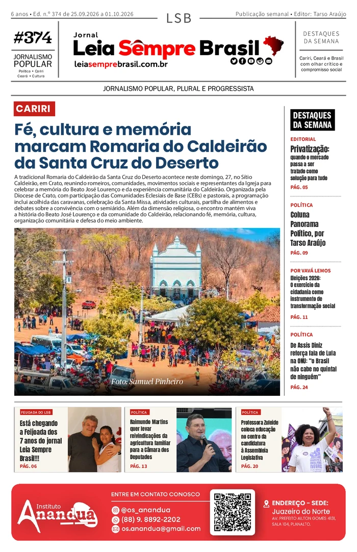 Capa da Jornal Leia Sempre Brasil – Ed. n.º 374