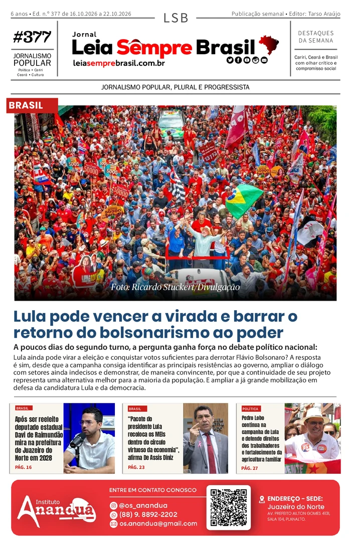 Capa da Jornal Leia Sempre Brasil – Ed. n.º 377